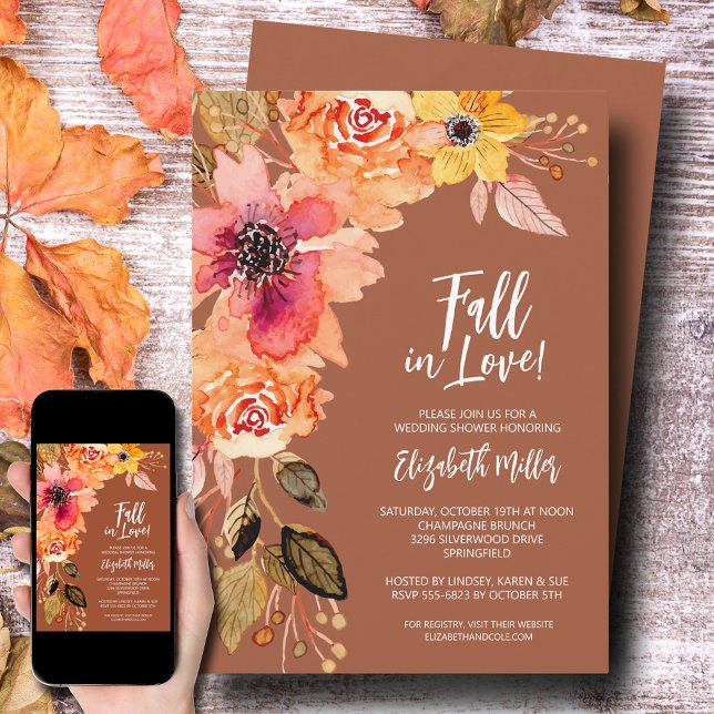 Convites Terracotta Floral Chá de panela (PRINTED, INSTANT DOWNLOAD or BOTH!)