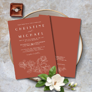 Convites Terracotta Floral Elegante Casamento Formal