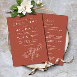 Convites Terracotta Floral Elegante Tudo Em Um Casamento BO