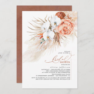 Convites Terracotta Floral Pampas Chá de panela Invit