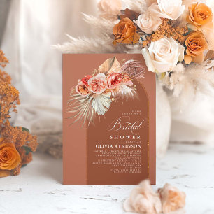 Convites Terracotta Floral Pampas Grass Boho Chá de panela