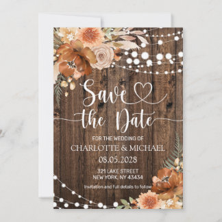 Convites Terracotta Floral Save the Date Wedding