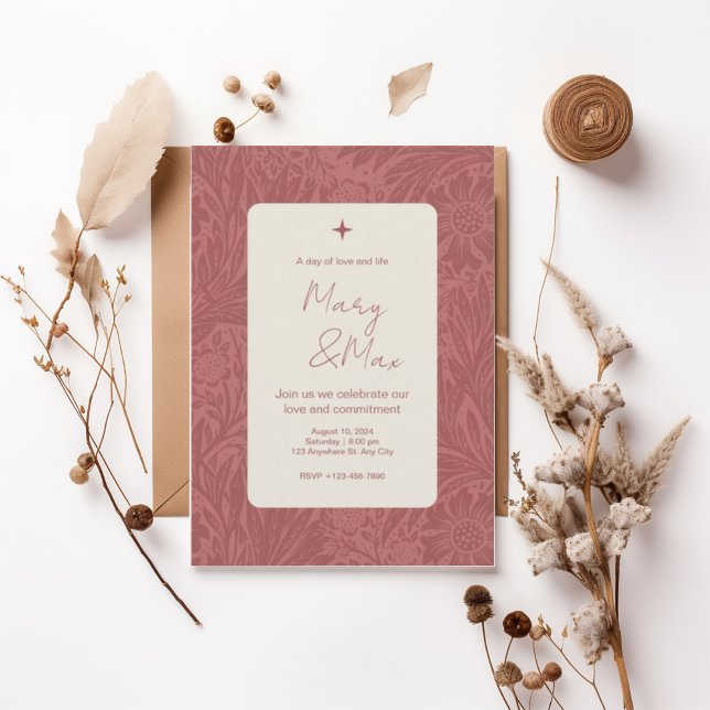 Convites Terracotta Floral Wedding Invitation (Criador carregado)