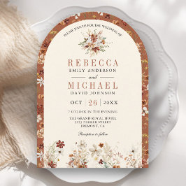 Convites Terracotta Floral Wildflower Cream Arch Casamento