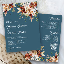 Convites Terracotta Floral Wildflower Dusty Casamento Azul