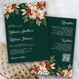 Convites Terracotta Floral Wildflower Emerald Weding