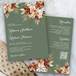 Convites Terracotta Floral Wildflower Sage Casamento Verde