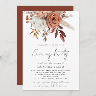 Convites Terracotta Florals QR Code Wedding Noite Party