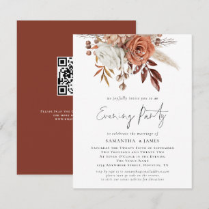 Convites Terracotta Florals QR Code Wedding Noite Party