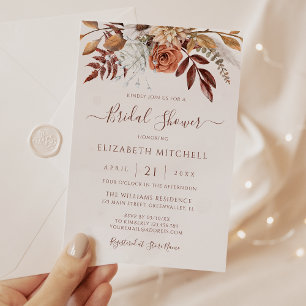 Convites Terracotta Flores Boho Outono Terra Bridal Shower