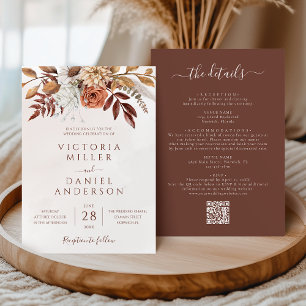 Convites Terracotta Flores Rústicas Boho Outono Casamento T