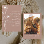 Convites Terracotta Foto Floral Minimalista de Casamento<br><div class="desc">Terracotta (terra cotta) da linha plana botânica minimalista e o calão negro da boia boêmica neutra (outono),  inverno,  Primavera ou verão com convites para fotos ou fotos - inclui uma bela e elegante tipografia de roteiro para a celebração especial do dia do casamento.</div>