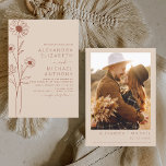 Convites Terracotta Foto Floral Minimalista de Casamento<br><div class="desc">Terracotta (terra cotta) da linha plana botânica minimalista e o calão negro da boia boêmica neutra (outono),  inverno,  Primavera ou verão com convites para fotos ou fotos - inclui uma bela e elegante tipografia de roteiro para a celebração especial do dia do casamento.</div>