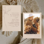 Convites Terracotta Foto Floral Minimalista de Casamento<br><div class="desc">Terracotta (terra cotta) da linha plana botânica minimalista e o calão negro da boia boêmica neutra (outono),  inverno,  Primavera ou verão com convites para fotos ou fotos - inclui uma bela e elegante tipografia de roteiro para a celebração especial do dia do casamento.</div>
