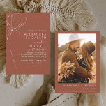 Convites Terracotta Foto Floral Minimalista de Casamento<br><div class="desc">Terracotta (terra cotta) da linha plana botânica minimalista e o calão negro da boia boêmica neutra (outono),  inverno,  Primavera ou verão com convites para fotos ou fotos - inclui uma bela e elegante tipografia de roteiro para a celebração especial do dia do casamento.</div>