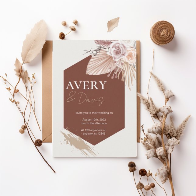 Convites Terracotta Geometric Boho Wedding Invitation (Criador carregado)