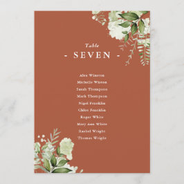 Convites Terracotta Greenery Número da Tabela de Planos
