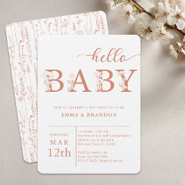 Convites Terracotta Hello Baby Wildflower Invitation