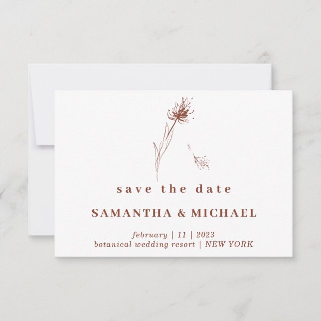 Convites Terracotta Indie Dandelion Flower Salvar data (Frente)