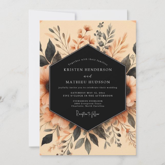 Convites Terracotta Inky Botanical Wedding (Frente)
