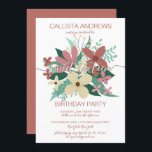Convites Terracotta Ivory Floral Greenery Buquê Sweet 16<br><div class="desc">Este elegante e moderno convite de aniversário de dezesseis é perfeito para um evento clássico e contemporâneo. Apresenta um terracota, amarelo marfim, rosa-mauve, verde-musgo e flores verdes da floresta e deixa uma ilustração de buquê sobre um simples fundo branco com uma delicada tipografia manuscrita. É um design bonito, país, doce...</div>