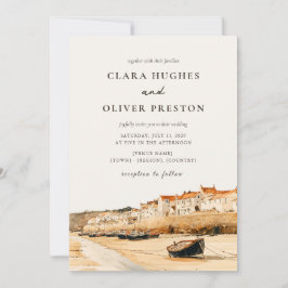 Convites Terracotta Ivory Script Cornwall Harbour Wedding