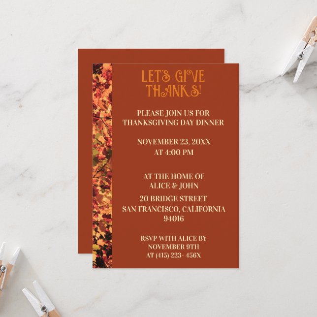Convites Terracotta Janta Ação de Graças Banquete de outono (Frente/Verso In Situ)