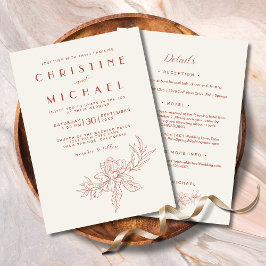 Convites Terracotta Magnolia Elegant All-In-One Wedding