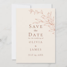 Terracotta Marfim Botânico Save the Date