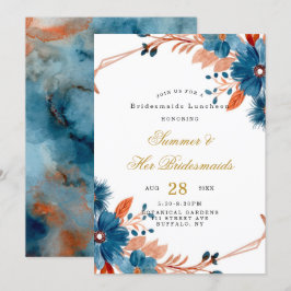 Convites Terracotta Marinho Blue Floral Bridesmaids Lunchee