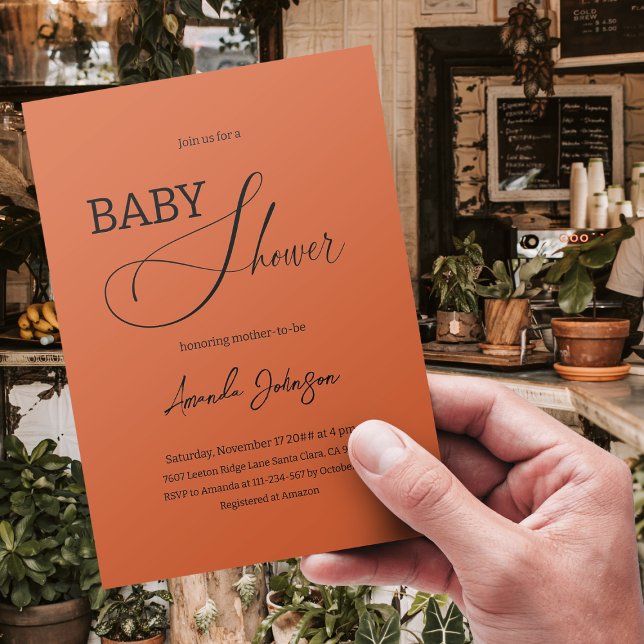 Convites Terracotta Mínima de Boho Chic Queimou Laranja Rus (Criador carregado)