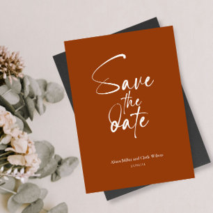 Convites Terracotta Minimalist Bold Save The Date Script