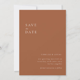 Convites Terracotta Minimalist Text and Photo Save date (Te