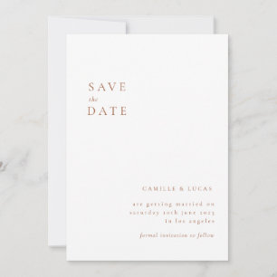 Convites Terracotta Minimalist Text and Photo Save date (Te