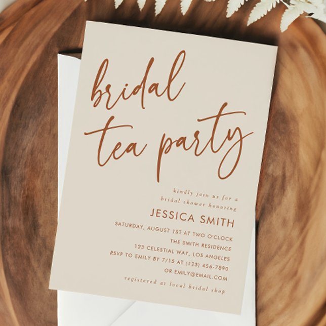 Convites Terracotta Modern Boho Bridal Tea Party Shower (Criador carregado)