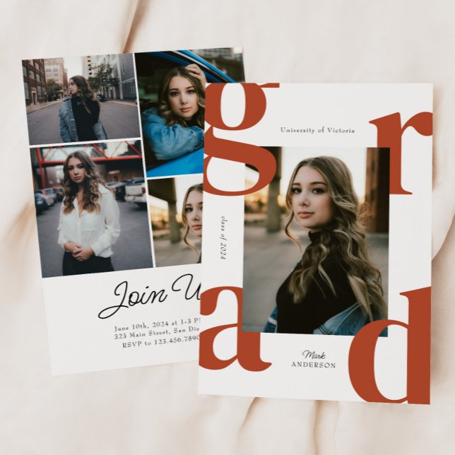 Convites Terracotta Modern Bold Classe de Graduação 2024 (Criador carregado)