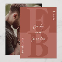 Convites Terracotta Modern Foto inicial Salvar data