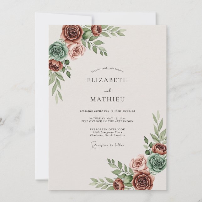 Convites Terracotta Muted Bohemian Wedding (Frente)