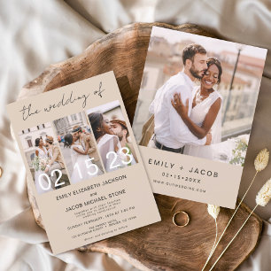Convites Terracotta O Casamento da Colagem de Fotos Minimal