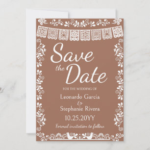 Convites Terracotta Papel Picado Casamento Save the Date