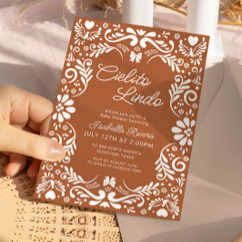 Convites Terracotta Papel Picado Chá de fraldas mexicano