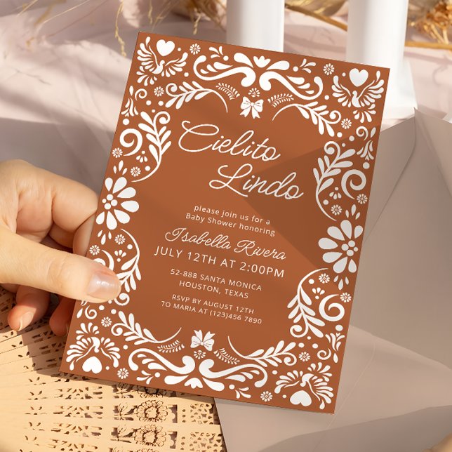 Convites Terracotta Papel Picado Chá de fraldas mexicano (Criador carregado)