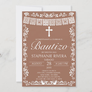Convites Terracotta Papel Picado Espanhol Bautizo