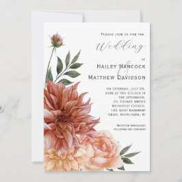 Convites Terracotta, Peach, Blush Floral Wedding Invitation