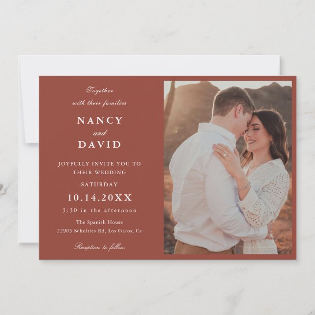 Convites Terracotta Photo Wedding  Invitation (Frente)