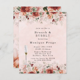 Convites Terracotta Primavera Fall Floral Brunch & Bubble