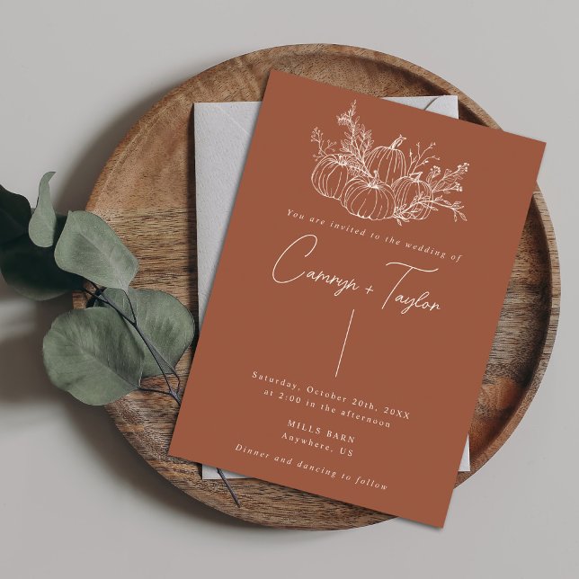 Convites Terracotta Pumpkin Wedding Invitation (Criador carregado)