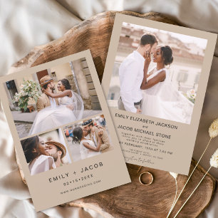 Convites Terracotta Quatro Foto de Casamento Branco Minimal