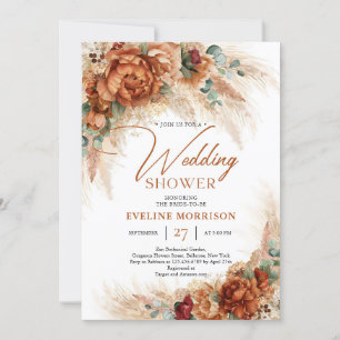 Convites Terracotta queimou chá de casamento de palma laran