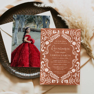 Convites Terracotta Quinceañera Papel Picado Foto